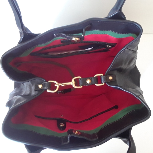 Dooney & Bourke Florentine Pocket Shopper in Black/Black - Picture 3 of 13